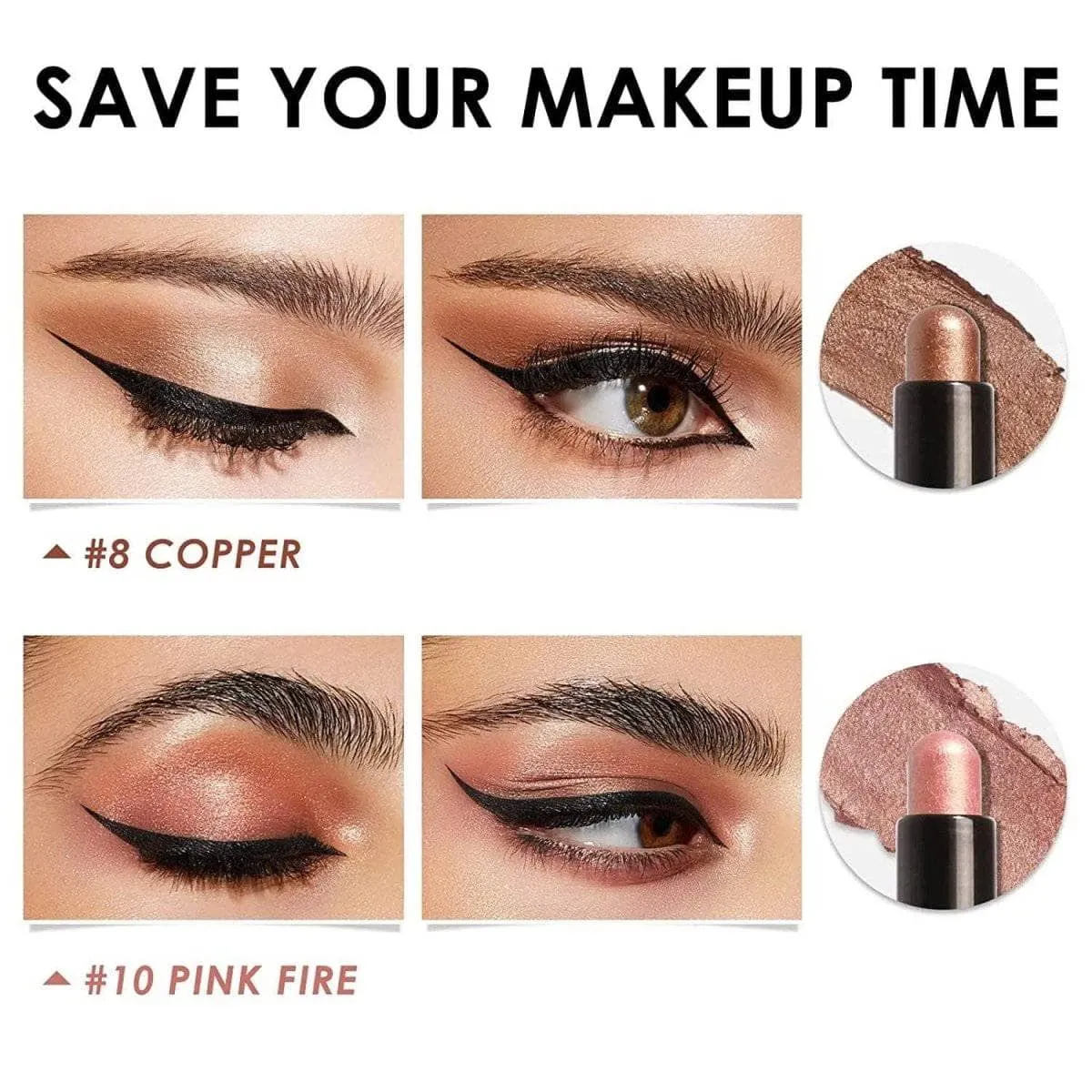 2Pcs Shimmer Cream-Eyeshadow Stick Kit（#8 & #10） - Image 3