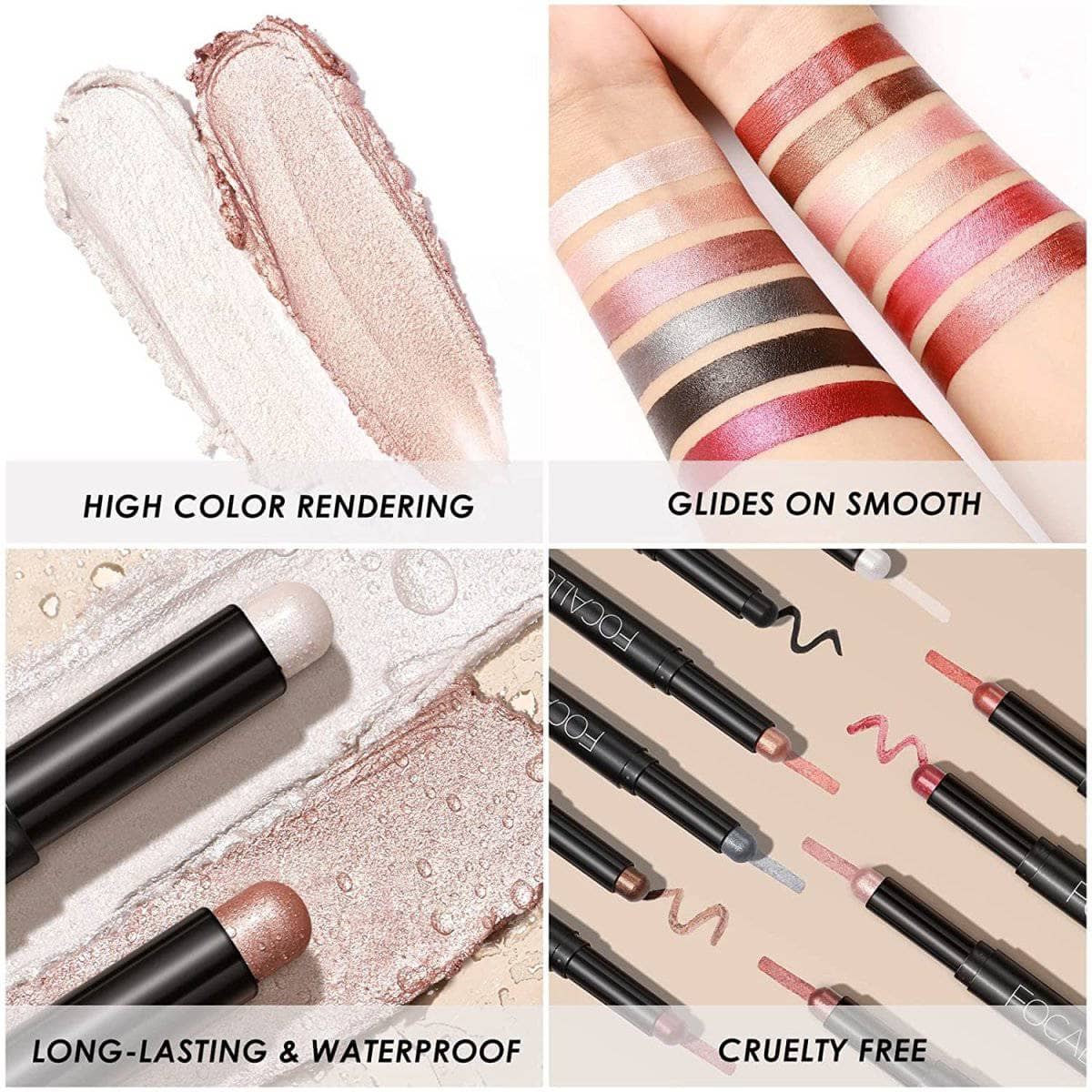 2Pcs Shimmer Cream Eyeshadow Stick Kit - Image 7